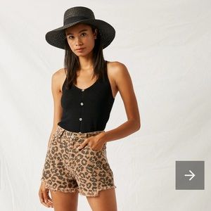 Abercrombie & Fitch Leopard Print Denim Shorts